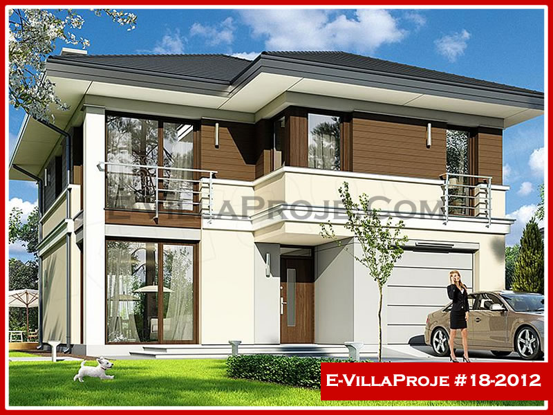 184 m² 2 Katlı (Dubleks) 5+1 Modern Çelik Yapı Villa (Ev Villa Proje #18 - 2012) Cephe Görünümü ve Kat Planı