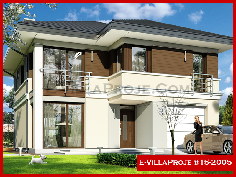 184 m² 2 Katlı (Dubleks) 5+1 Modern Çelik Yapı Villa (Ev Villa Proje #15 - 2005) Cephe Görünümü ve Kat Planı