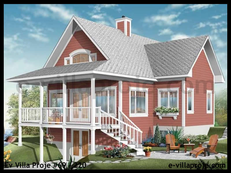 185 m² 2 Katlı (Dubleks) 5+1 Amerikan Çelik Yapı Villa (Ev Villa Proje #69 - 220) Cephe Görünümü ve Kat Planı