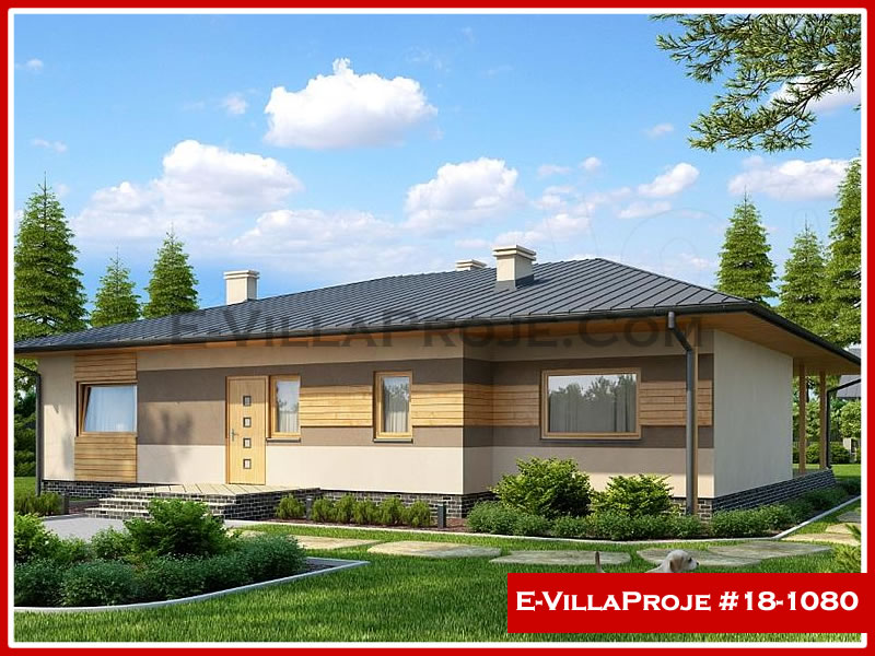 186 m² Tek Katlı 5+1 Özel Tasarım  Proje Çelik Yapı Villa (Ev Villa Proje #18 - 1080) Cephe Görünümü ve Kat Planı