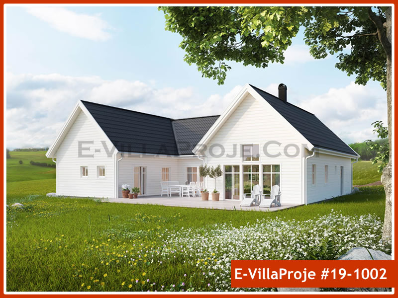187 m² Tek Katlı 5+1 Amerikan Çelik Yapı Villa (Ev Villa Proje #19 - 1002) Cephe Görünümü ve Kat Planı