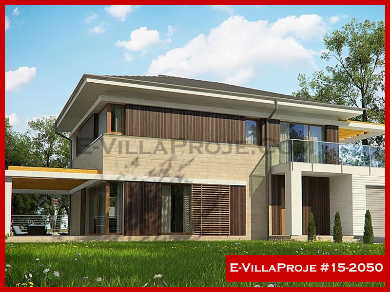 188 m² 2 Katlı (Dubleks) 5+1 Modern Çelik Yapı Villa (Ev Villa Proje #15 - 2050) Cephe Görünümü ve Kat Planı
