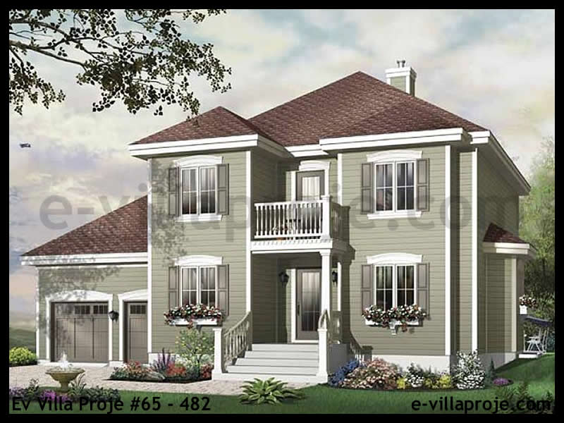 189 m² 2 Katlı (Dubleks) 5+1 Geleneksel Çelik Yapı Villa (Ev Villa Proje #65 - 482) Cephe Görünümü ve Kat Planı