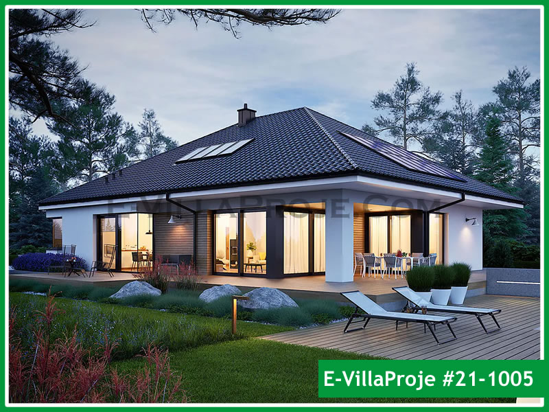189 m² Tek Katlı 5+1 Havuzlu Çelik Yapı Villa (Ev Villa Proje #21 - 1005) Cephe Görünümü ve Kat Planı