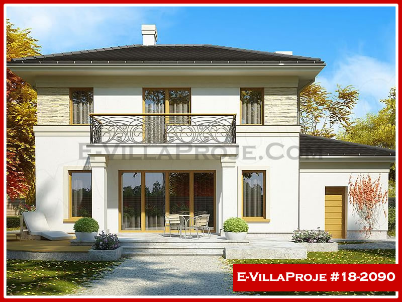 190 m² 2 Katlı (Dubleks) 5+1 Modern Çelik Yapı Villa (Ev Villa Proje #18 - 2090) Cephe Görünümü ve Kat Planı