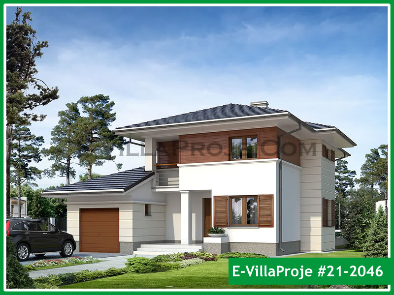 190 m² 2 Katlı (Dubleks) 5+1 Modern Çelik Yapı Villa (Ev Villa Proje #21 - 2046) Cephe Görünümü ve Kat Planı