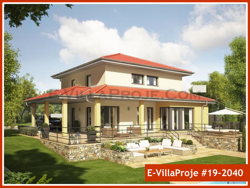 191 m² 2 Katlı (Dubleks) 5+1 Çiftlik Çelik Yapı Villa (Ev Villa Proje #19 - 2040) Cephe Görünümü ve Kat Planı
