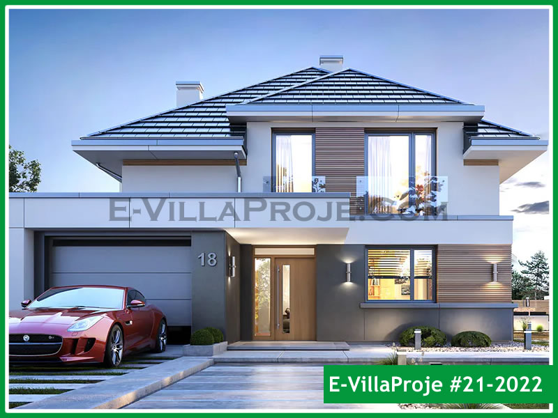 192 m² 2 Katlı (Dubleks) 5+1 Geleneksel Çelik Yapı Villa (Ev Villa Proje #21 - 2022) Cephe Görünümü ve Kat Planı