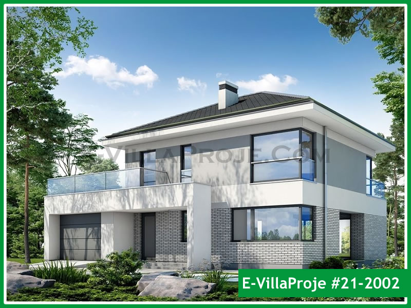 193 m² 2 Katlı (Dubleks) 5+1 Modern Çelik Yapı Villa (Ev Villa Proje #21 - 2002) Cephe Görünümü ve Kat Planı