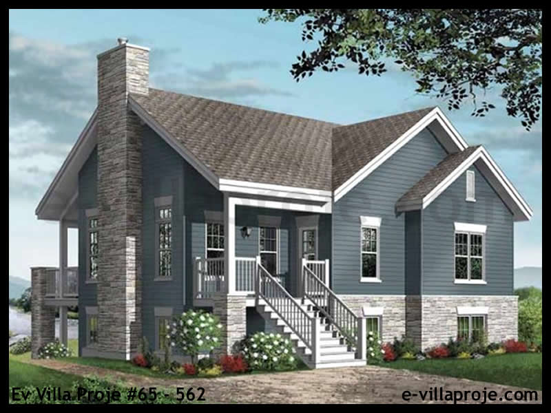 193 m² Tek Katlı 5+1 Çiftlik Çelik Yapı Villa (Ev Villa Proje #65 - 562) Cephe Görünümü ve Kat Planı