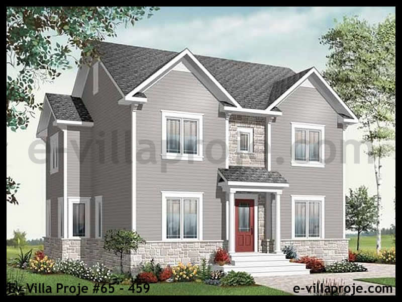 194 m² 2 Katlı (Dubleks) 5+1 Avrupa Çelik Yapı Villa (Ev Villa Proje #65 - 459) Cephe Görünümü ve Kat Planı