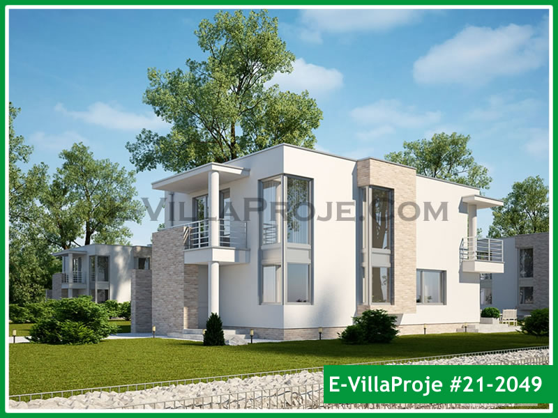 194 m² 2 Katlı (Dubleks) 5+1 Bodrum Çelik Yapı Villa (Ev Villa Proje #21 - 2049) Cephe Görünümü ve Kat Planı