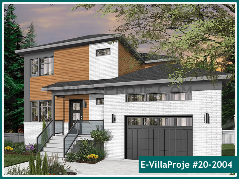 194 m² 2 Katlı (Dubleks) 5+1 Modern Çelik Yapı Villa (Ev Villa Proje #20 - 2004) Cephe Görünümü ve Kat Planı