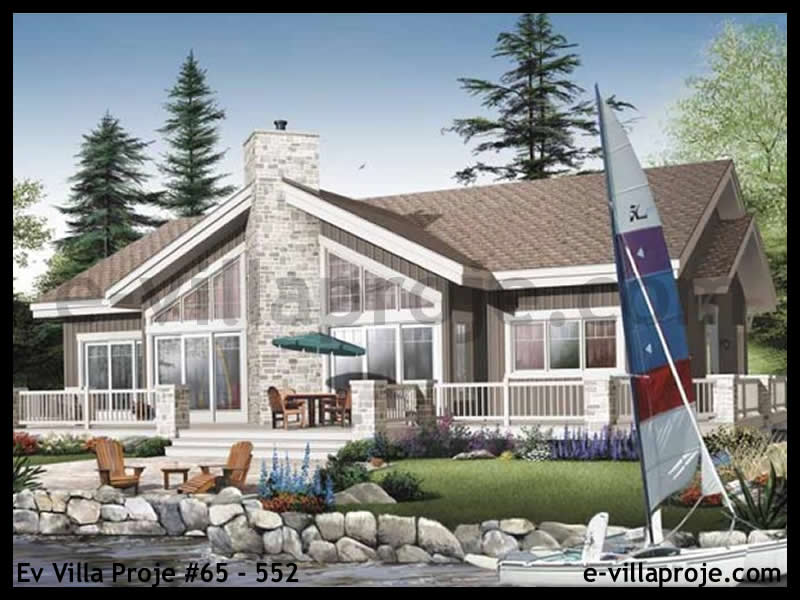 194 m² Tek Katlı 5+1 Çiftlik Çelik Yapı Villa (Ev Villa Proje #65 - 552) Cephe Görünümü ve Kat Planı