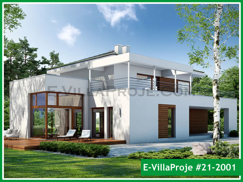 195 m² 2 Katlı (Dubleks) 5+1 Bodrum Çelik Yapı Villa (Ev Villa Proje #21 - 2001) Cephe Görünümü ve Kat Planı