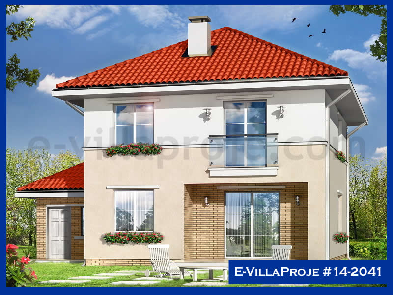 195 m² 2 Katlı (Dubleks) 5+1 Modern Çelik Yapı Villa (Ev Villa Proje #14 - 2041) Cephe Görünümü ve Kat Planı