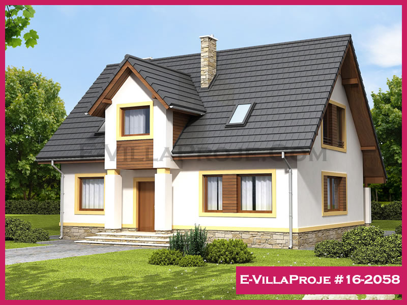 196 m² 2 Katlı (Dubleks) 5+1 Amerikan Çelik Yapı Villa (Ev Villa Proje #16 - 2058) Cephe Görünümü ve Kat Planı