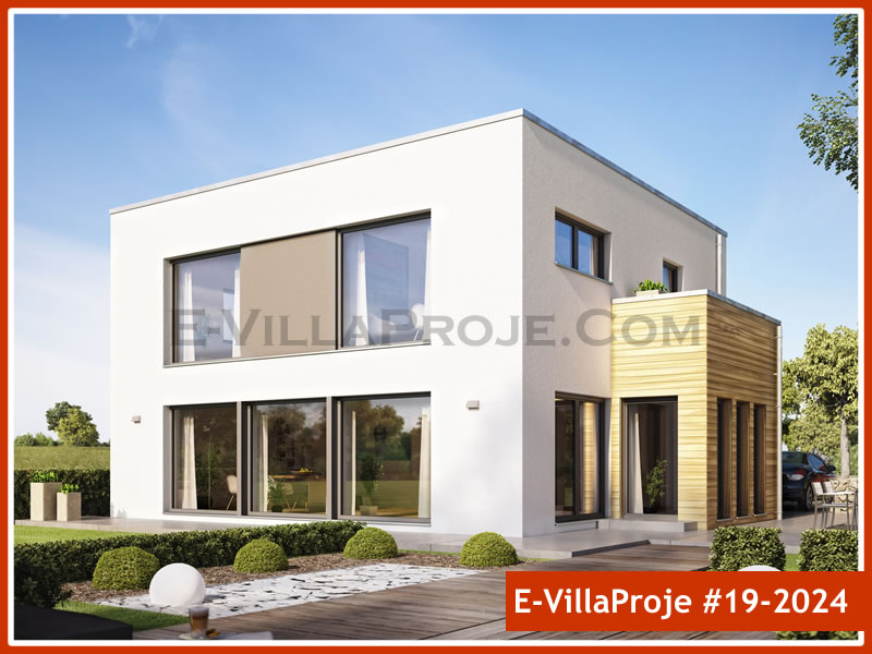 196 m² 2 Katlı (Dubleks) 5+1 Bodrum Çelik Yapı Villa (Ev Villa Proje #19 - 2024) Cephe Görünümü ve Kat Planı
