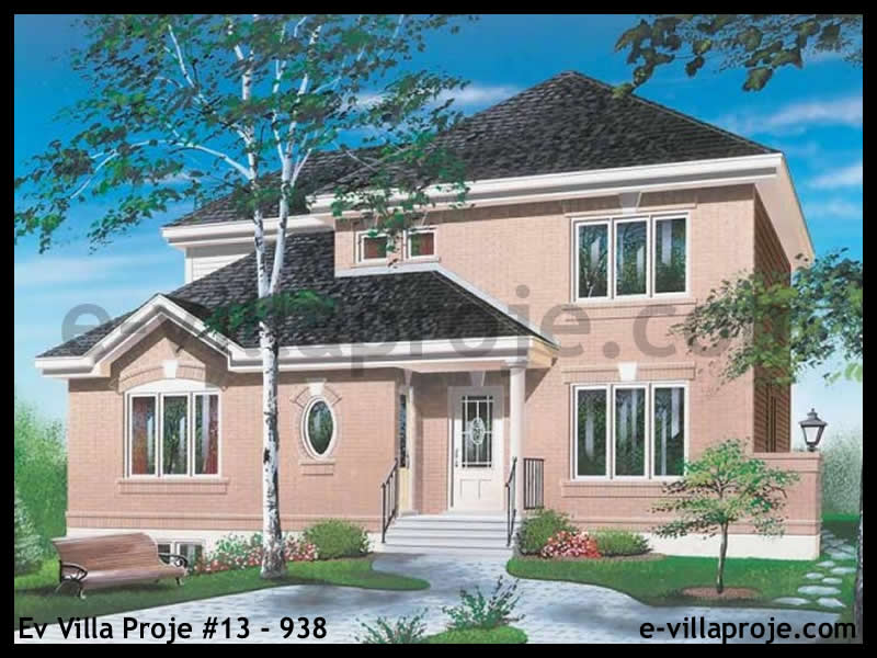196 m² 2 Katlı (Dubleks) 5+1 Taş Çelik Yapı Villa (Ev Villa Proje #13 - 938) Cephe Görünümü ve Kat Planı