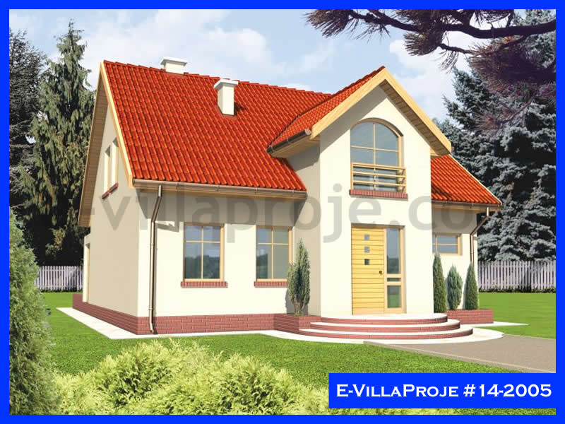 196 m² 2 Katlı (Dubleks) 5+1 Özel Tasarım  Proje Çelik Yapı Villa (Ev Villa Proje #14 - 2005) Cephe Görünümü ve Kat Planı