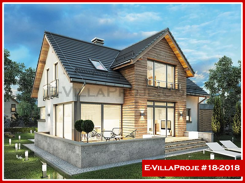 196 m² 2 Katlı (Dubleks) 5+1 Özel Tasarım  Proje Çelik Yapı Villa (Ev Villa Proje #18 - 2018) Cephe Görünümü ve Kat Planı
