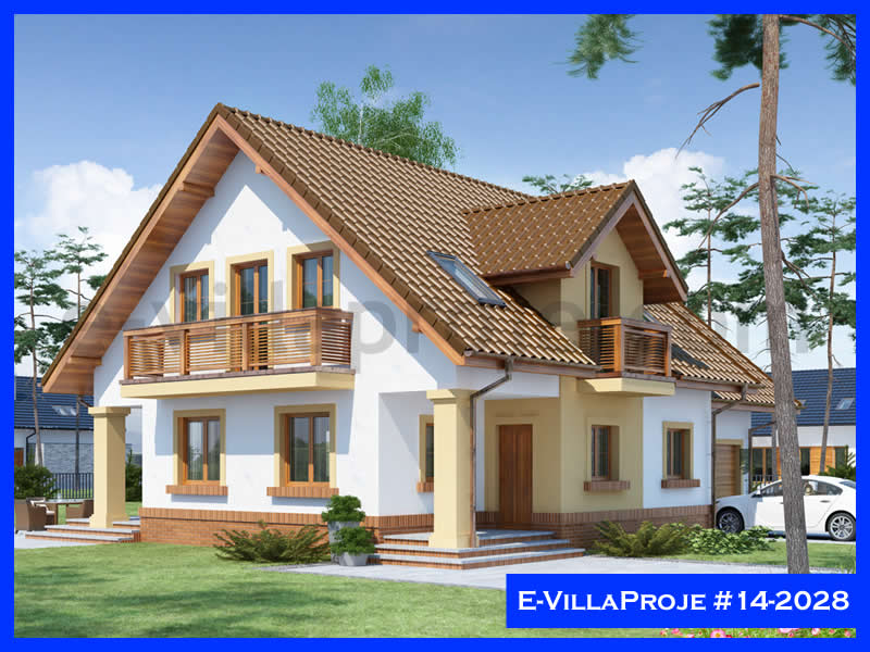 197 m² 2 Katlı (Dubleks) 5+1 Özel Tasarım  Proje Çelik Yapı Villa (Ev Villa Proje #14 - 2028) Cephe Görünümü ve Kat Planı
