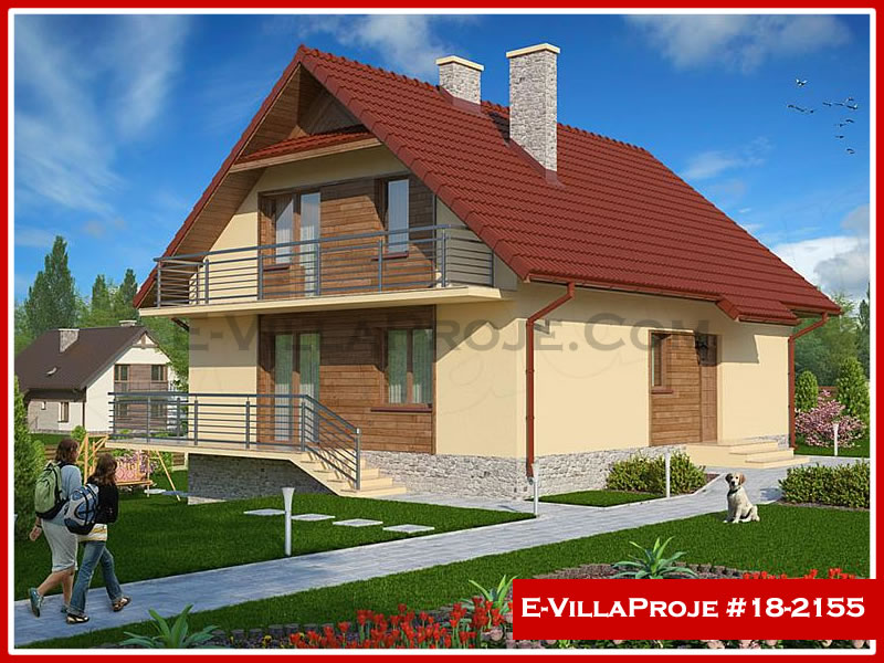 198 m² 2 Katlı (Dubleks) 5+1 Modern Çelik Yapı Villa (Ev Villa Proje #18 - 2155) Cephe Görünümü ve Kat Planı