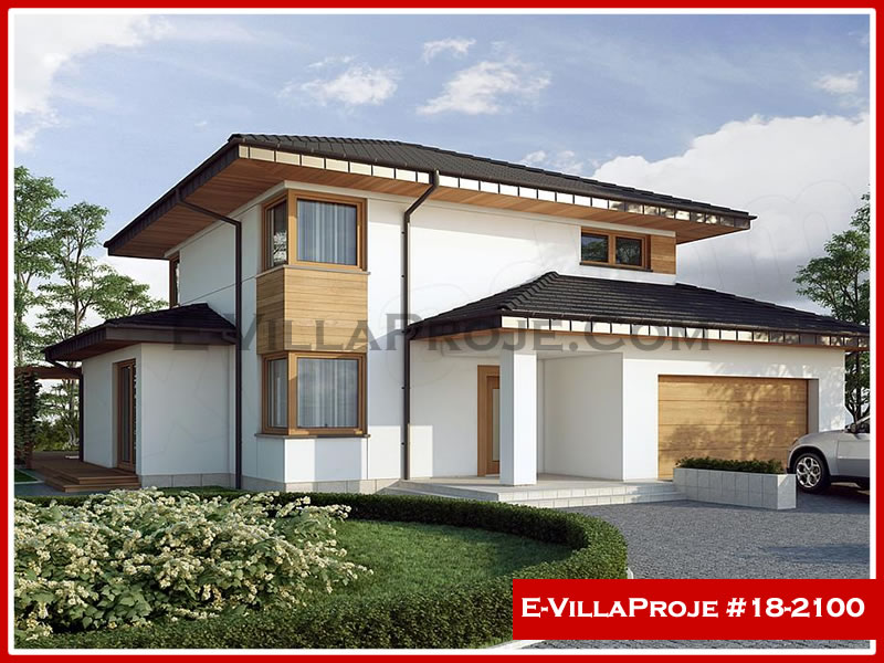 198 m² 2 Katlı (Dubleks) 5+1 Özel Tasarım  Proje Çelik Yapı Villa (Ev Villa Proje #18 - 2100) Cephe Görünümü ve Kat Planı