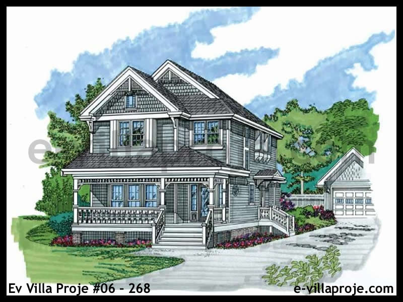 200 m² 2 Katlı (Dubleks) 5+1 Çiftlik Çelik Yapı Villa (Ev Villa Proje #06 - 268) Cephe Görünümü ve Kat Planı