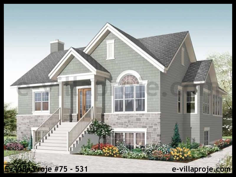 201 m² 2 Katlı (Dubleks) 5+1 Amerikan Çelik Yapı Villa (Ev Villa Proje #75 - 531) Cephe Görünümü ve Kat Planı
