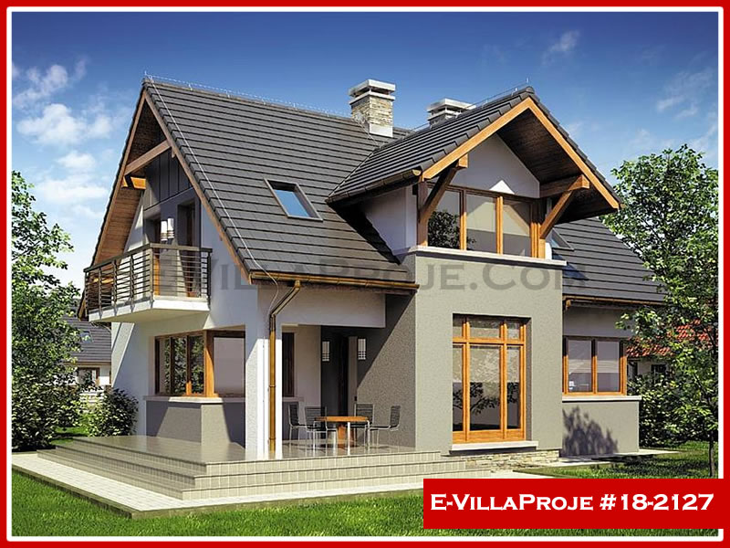 201 m² 2 Katlı (Dubleks) 5+1 Modern Çelik Yapı Villa (Ev Villa Proje #18 - 2127) Cephe Görünümü ve Kat Planı