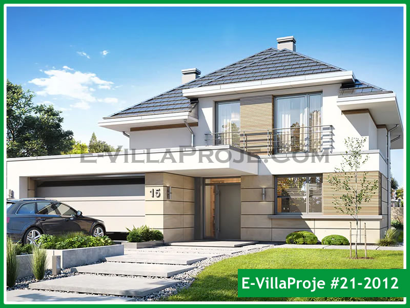 201 m² 2 Katlı (Dubleks) 5+1 Modern Çelik Yapı Villa (Ev Villa Proje #21 - 2013) Cephe Görünümü ve Kat Planı