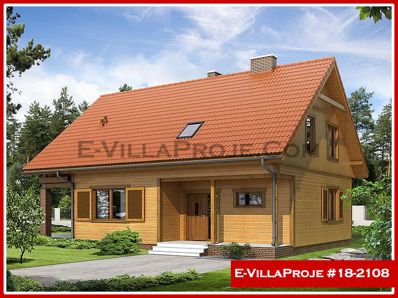 202 m² 2 Katlı (Dubleks) 5+1 Ahşap Çelik Yapı Villa (Ev Villa Proje #18 - 2108) Cephe Görünümü ve Kat Planı