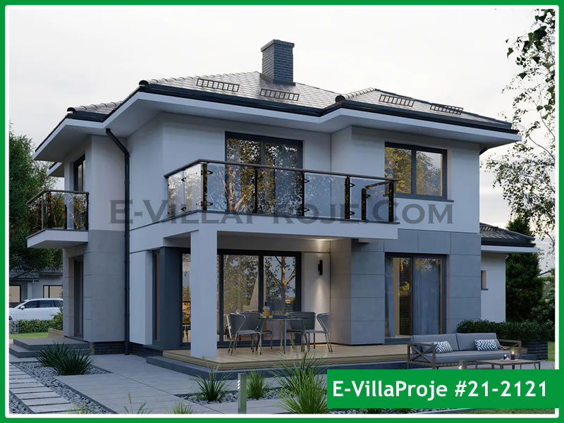 202 m² 2 Katlı (Dubleks) 5+1 Ekonomik Çelik Yapı Villa (Ev Villa Proje #21 - 2121) Cephe Görünümü ve Kat Planı