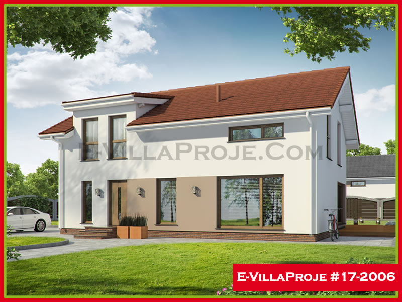 202 m² 2 Katlı (Dubleks) 5+1 Modern Çelik Yapı Villa (Ev Villa Proje #17 - 2006) Cephe Görünümü ve Kat Planı