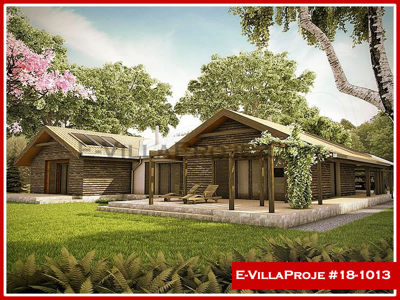 202 m² Tek Katlı 5+1 Ahşap Çelik Yapı Villa (Ev Villa Proje #18 - 1013) Cephe Görünümü ve Kat Planı