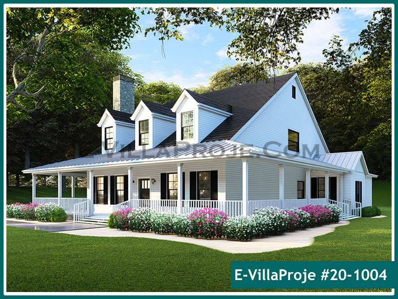 202 m² Tek Katlı 5+1 Şehir Tarzı lar Çelik Yapı Villa (Ev Villa Proje #20 - 1004) Cephe Görünümü ve Kat Planı