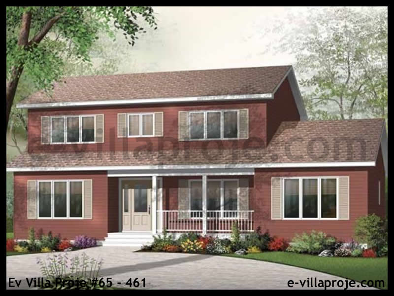 204 m² 2 Katlı (Dubleks) 5+1 Çiftlik Çelik Yapı Villa (Ev Villa Proje #65 - 461) Cephe Görünümü ve Kat Planı