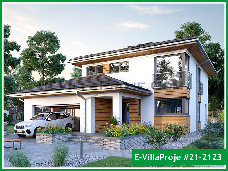 204 m² 2 Katlı (Dubleks) 5+1 Ekonomik Çelik Yapı Villa (Ev Villa Proje #21 - 2123) Cephe Görünümü ve Kat Planı