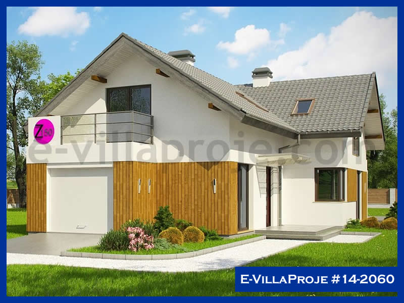 205 m² 2 Katlı (Dubleks) 5+1 Ahşap Çelik Yapı Villa (Ev Villa Proje #14 - 2060) Cephe Görünümü ve Kat Planı