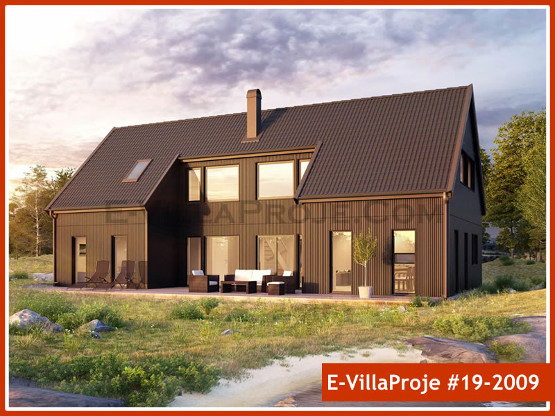 205 m² 2 Katlı (Dubleks) 5+1 Amerikan Çelik Yapı Villa (Ev Villa Proje #19 - 2009) Cephe Görünümü ve Kat Planı