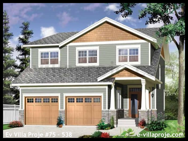 205 m² 2 Katlı (Dubleks) 5+1 Amerikan Çelik Yapı Villa (Ev Villa Proje #75 - 538) Cephe Görünümü ve Kat Planı
