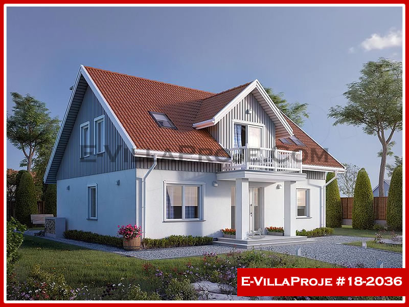 206 m² 2 Katlı (Dubleks) 5+1 Özel Tasarım  Proje Çelik Yapı Villa (Ev Villa Proje #18 - 2036) Cephe Görünümü ve Kat Planı