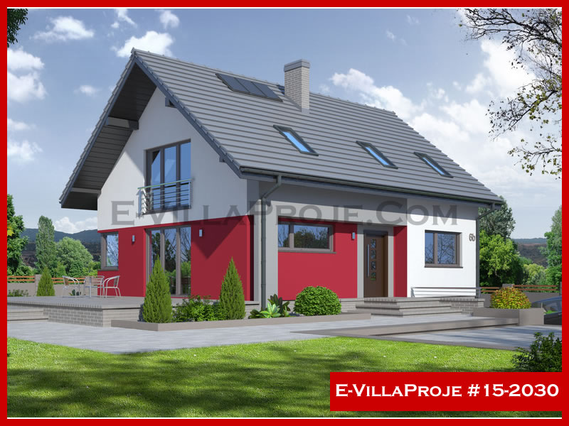 207 m² 2 Katlı (Dubleks) 5+1 Amerikan Çelik Yapı Villa (Ev Villa Proje #15 - 2030) Cephe Görünümü ve Kat Planı