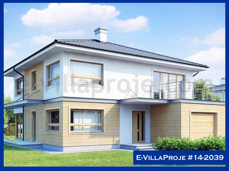 207 m² 2 Katlı (Dubleks) 5+1 Modern Çelik Yapı Villa (Ev Villa Proje #14 - 2039) Cephe Görünümü ve Kat Planı