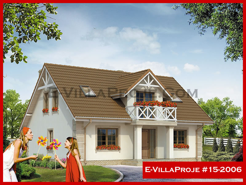 207 m² 2 Katlı (Dubleks) 5+1 Özel Tasarım  Proje Çelik Yapı Villa (Ev Villa Proje #15 - 2006) Cephe Görünümü ve Kat Planı