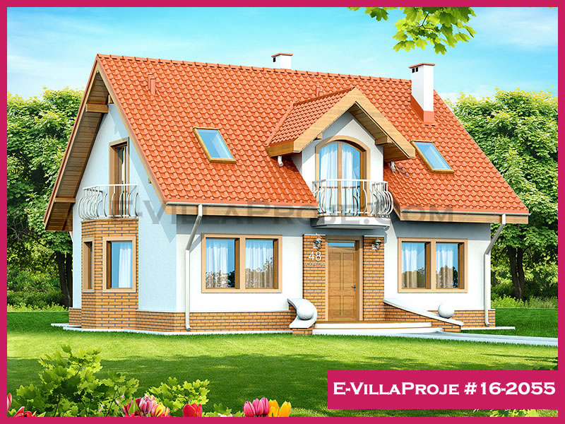 208 m² 2 Katlı (Dubleks) 5+1 Modern Çelik Yapı Villa (Ev Villa Proje #16 - 2055) Cephe Görünümü ve Kat Planı