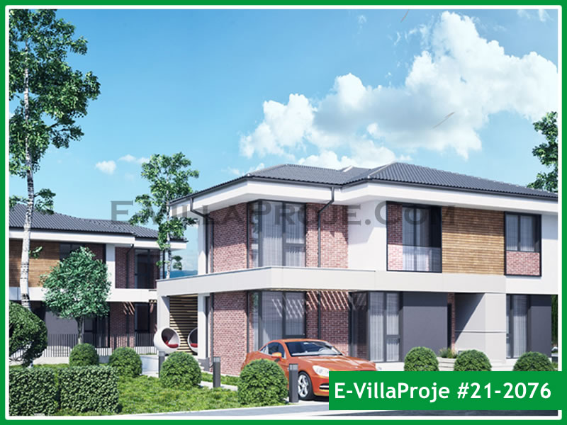 208 m² 2 Katlı (Dubleks) 5+1 Modern Çelik Yapı Villa (Ev Villa Proje #21 - 2076) Cephe Görünümü ve Kat Planı