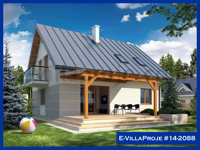 209 m² Tek Katlı 5+1 Çiftlik Çelik Yapı Villa (Ev Villa Proje #14 - 2088) Cephe Görünümü ve Kat Planı