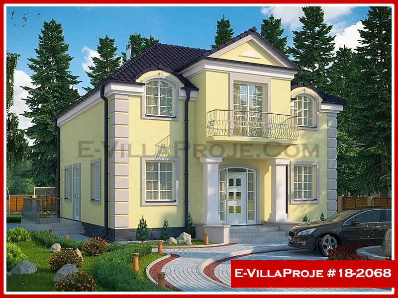 213 m² 2 Katlı (Dubleks) 5+1 Özel Tasarım  Proje Çelik Yapı Villa (Ev Villa Proje #18 - 2068) Cephe Görünümü ve Kat Planı